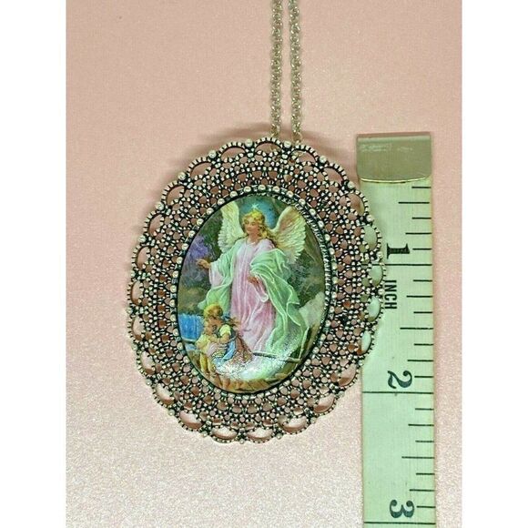 Guardian Angel Jewelry Porcelain Brooch Necklace - Picture 8 of 10